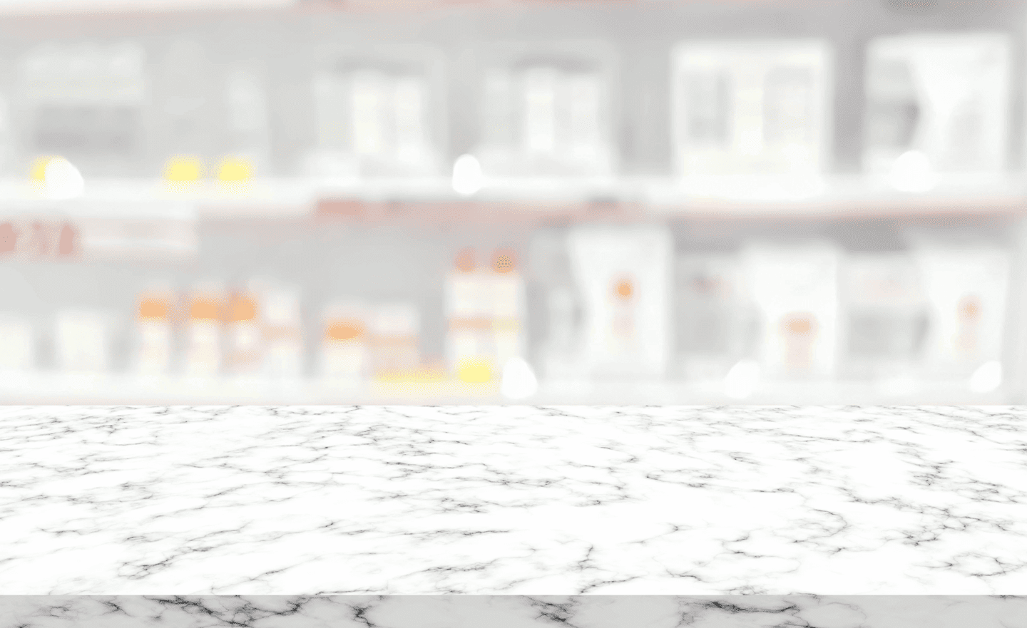 Marmor Tisch mit verschwommenem Hintergrund in einer Apotheke
